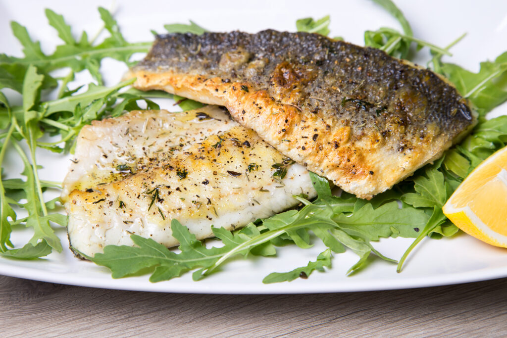 Chargrilled Seabass with ginger and sesame dressing - Nutri Glow Wellness